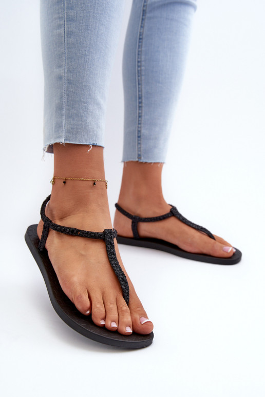 Women's Glitter Flip-flop Sandals Ipanema Class Brilha Fem Black