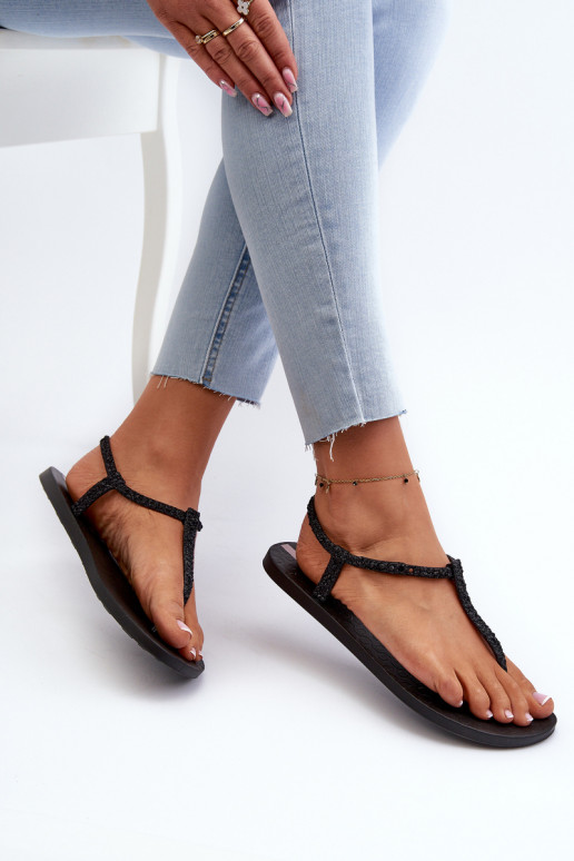 Women's Glitter Flip-flop Sandals Ipanema Class Brilha Fem Black