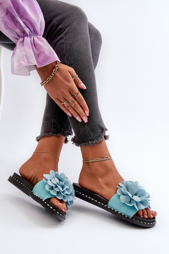 Women's Sandals Decorated with Flowers Black Cellanen