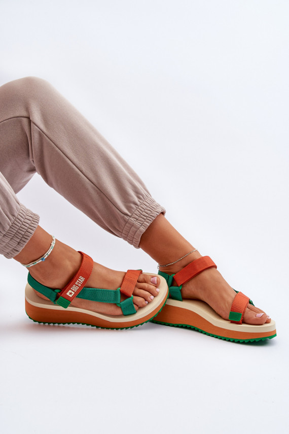 Women's Platform and Wedge Sandals Big Star NN274A053 Green-Orange