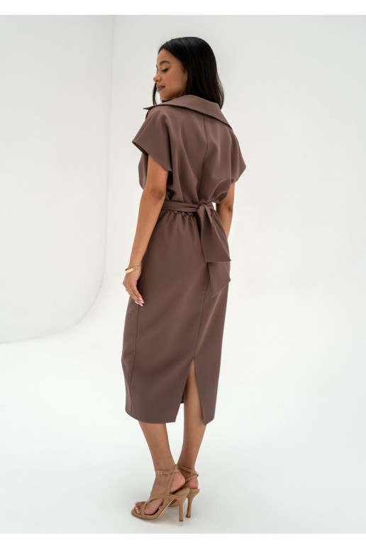 Axelle - Brown collared midi dress