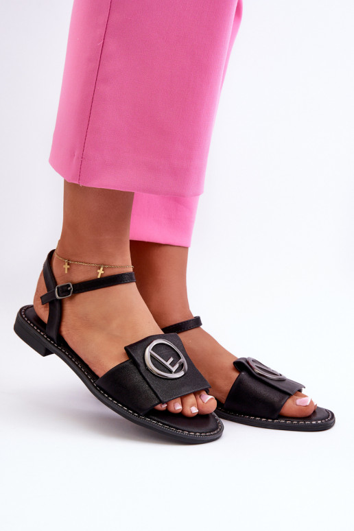 Women's Sandals with Decoration S.Barski Black