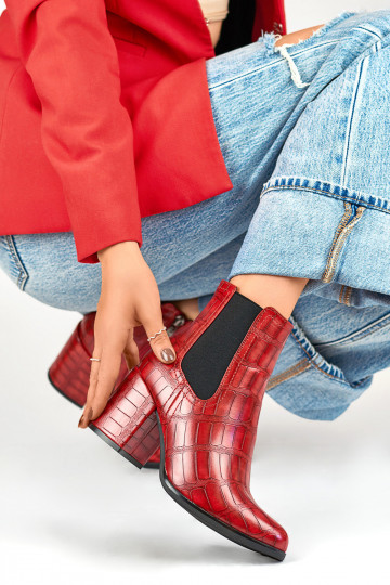 Red eco leather shoes Blaise