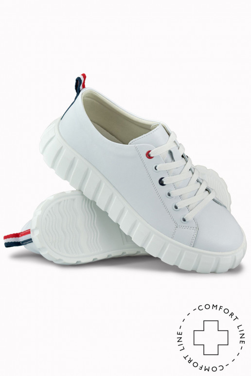 Women's white leather sports shoes