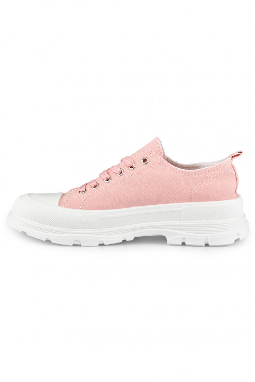 Pink sneakers on a low platform
