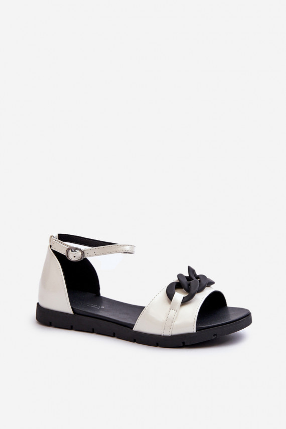 Women's Flat Sandals with Chain Vinceza White