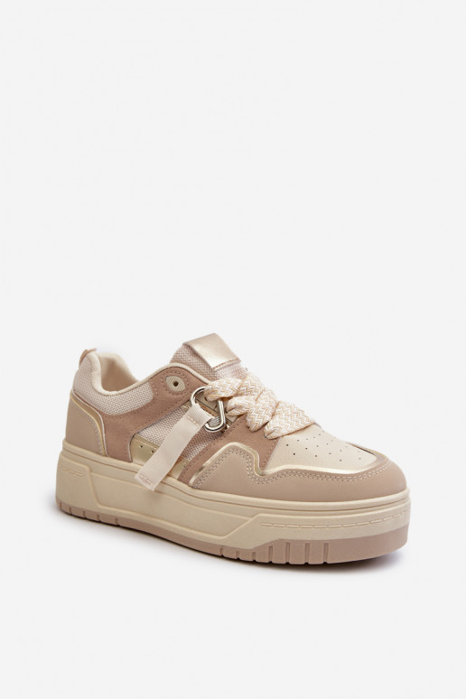 Women's platform sneakers in beige eco leather Moun Women's platform sneakers in beige eco leather Moun
