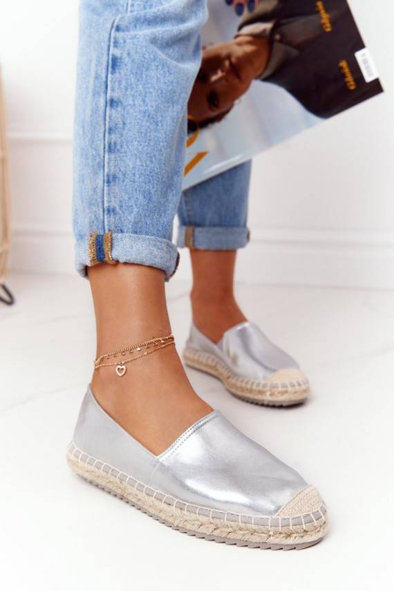Leather Espadrilles On A Braided Sole Big Star Silver