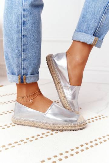 Leather Espadrilles On A Braided Sole Big Star Silver 2