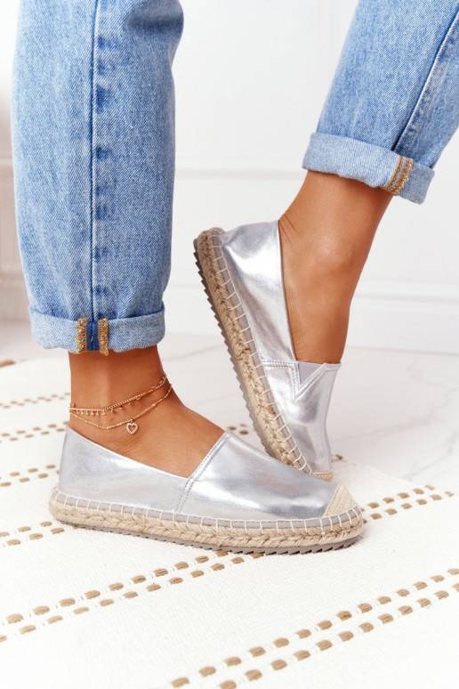 Leather Espadrilles On A Braided Sole Big Star Silver