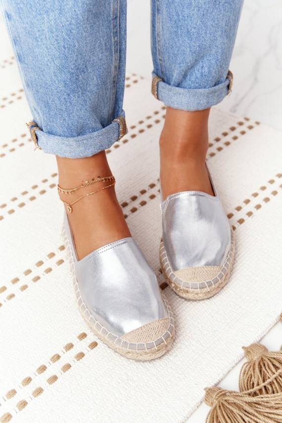 Leather Espadrilles On A Braided Sole Big Star Silver