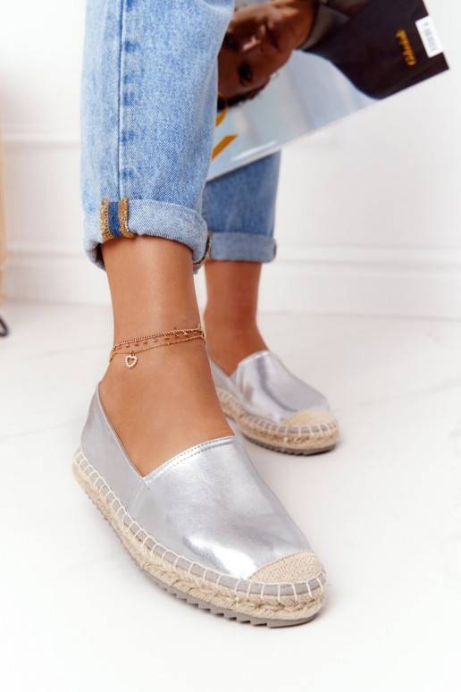 Leather Espadrilles On A Braided Sole Big Star Silver