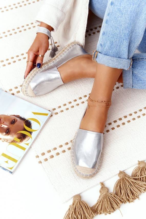 Leather Espadrilles On A Braided Sole Big Star Silver