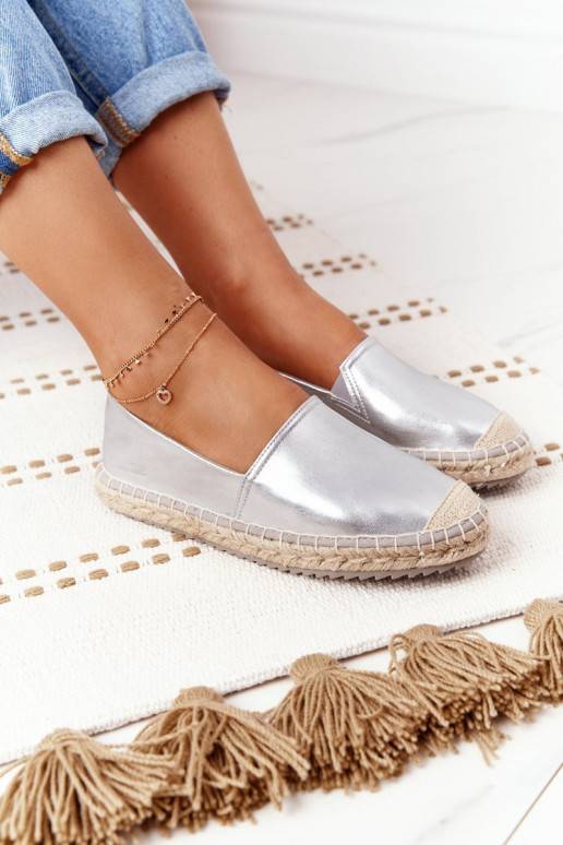 Leather Espadrilles On A Braided Sole Big Star Silver