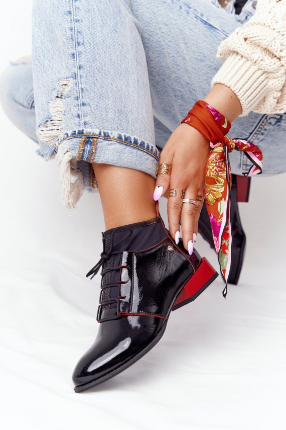 Leather Boots Maciejka 04744-16 Black-Red