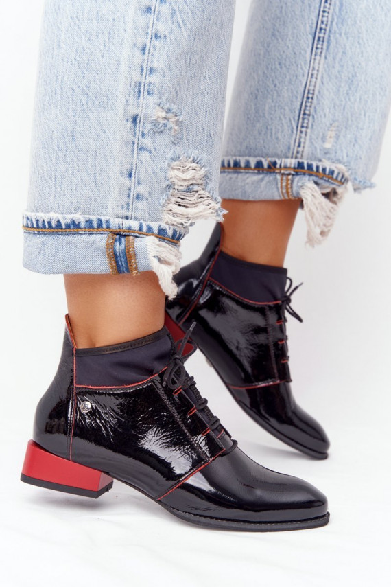 Leather Boots Maciejka 04744-16 Black-Red