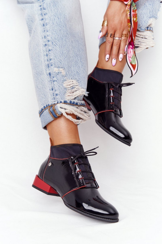 Leather Boots Maciejka 04744-16 Black-Red