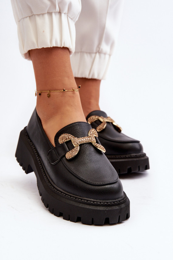 Black Women's Loafers with Decoration Gargi