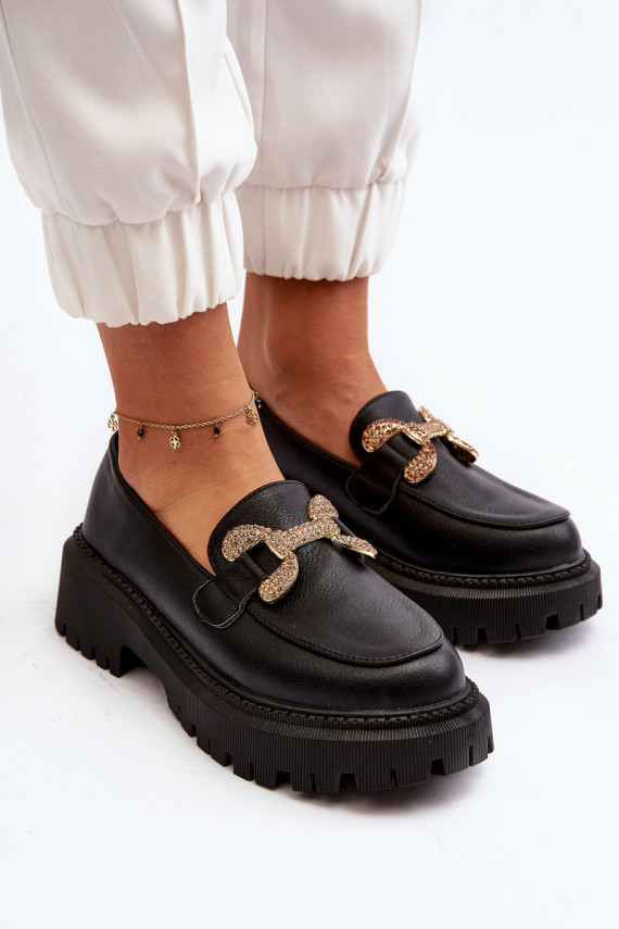 Black Women's Loafers with Decoration Gargi