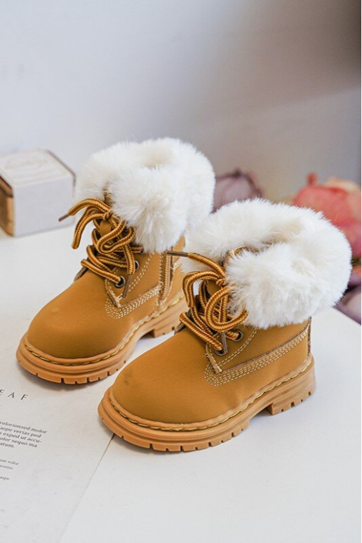 Children's Trapper Boots with Zip and Faux Fur Camel Gerande
