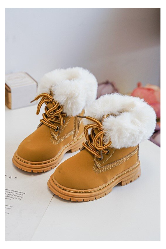 Children's Trapper Boots with Zip and Faux Fur Camel Gerande