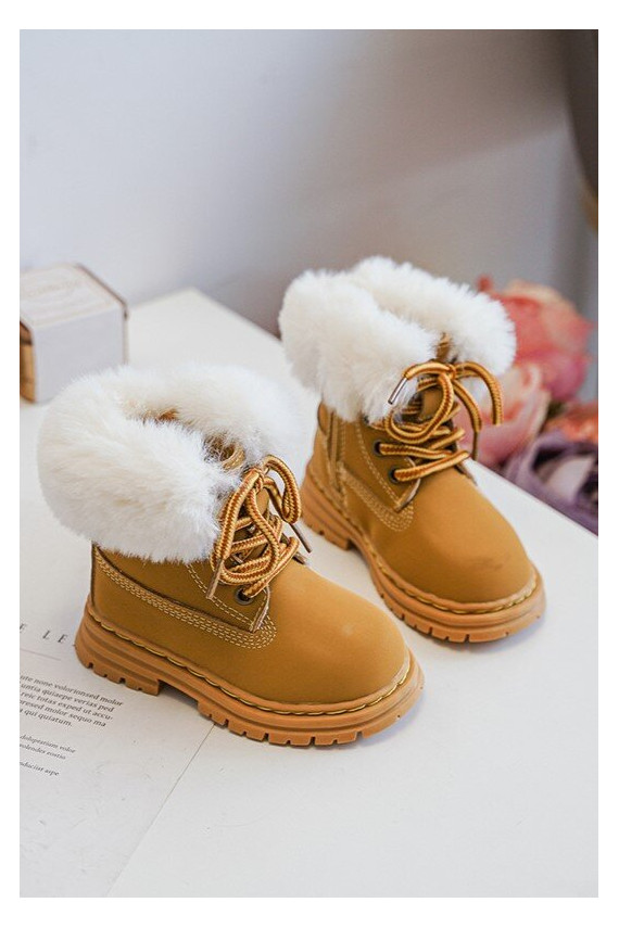 Children's Trapper Boots with Zip and Faux Fur Camel Gerande