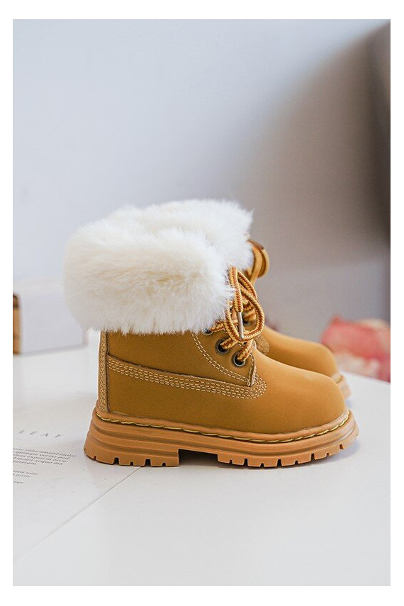 Children's Trapper Boots with Zip and Faux Fur Camel Gerande
