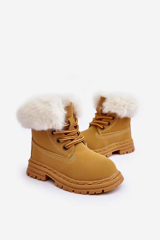 Children's Trapper Boots with Zip and Faux Fur Camel Gerande