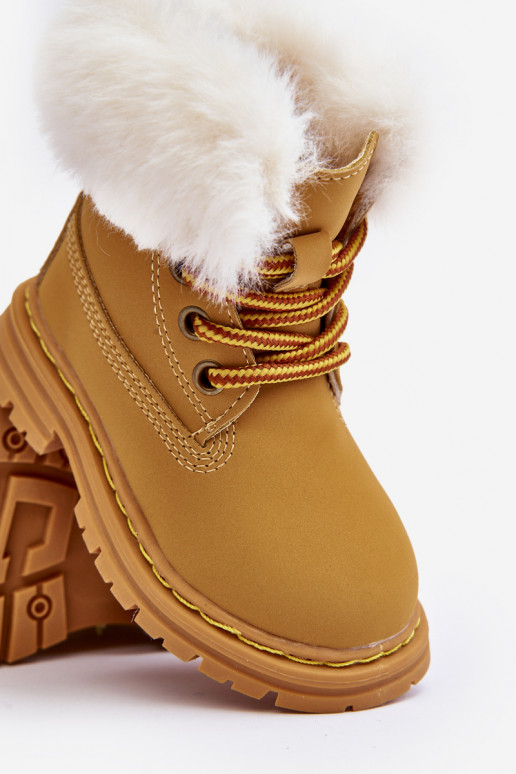 Children's Trapper Boots with Zip and Faux Fur Camel Gerande