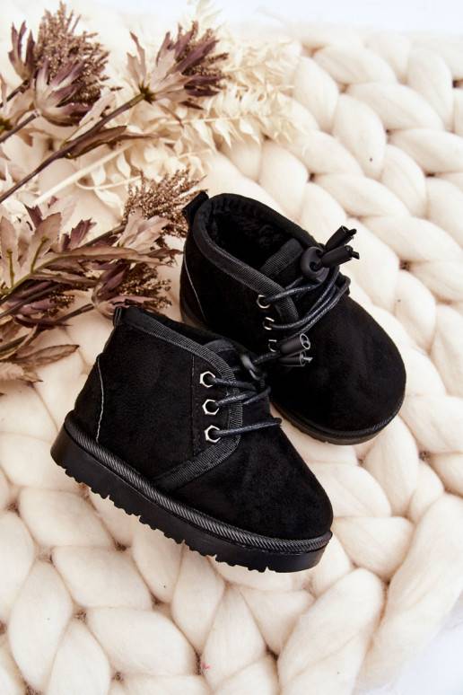 Children's Lace-up Snow Boots Insulated With Fur Black Hunter Children's Lace-up Snow Boots Insulated With Fur Black Hunter