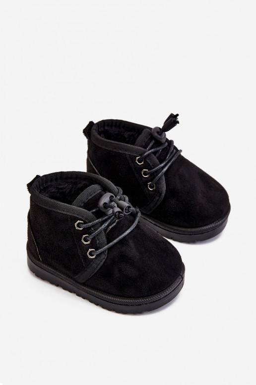 Children's Lace-up Snow Boots Insulated With Fur Black Hunter Children's Lace-up Snow Boots Insulated With Fur Black Hunter