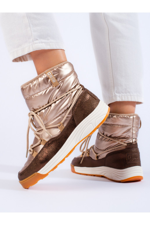 Women's snow boots gold BIG STAR KK274276