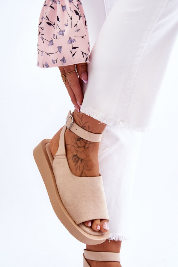 Comfortable Women's Sandals On The Platform Beige Rubie