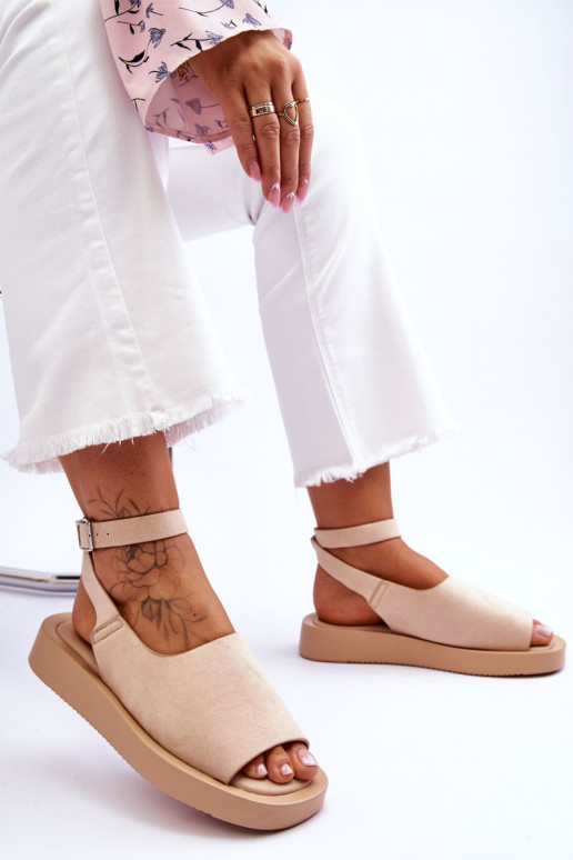 Comfortable Women's Sandals On The Platform Beige Rubie Comfortable Women's Sandals On The Platform Beige Rubie