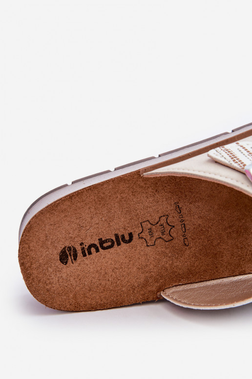 Comfortable Women's Flip Flops With Buckles Inblu Beige