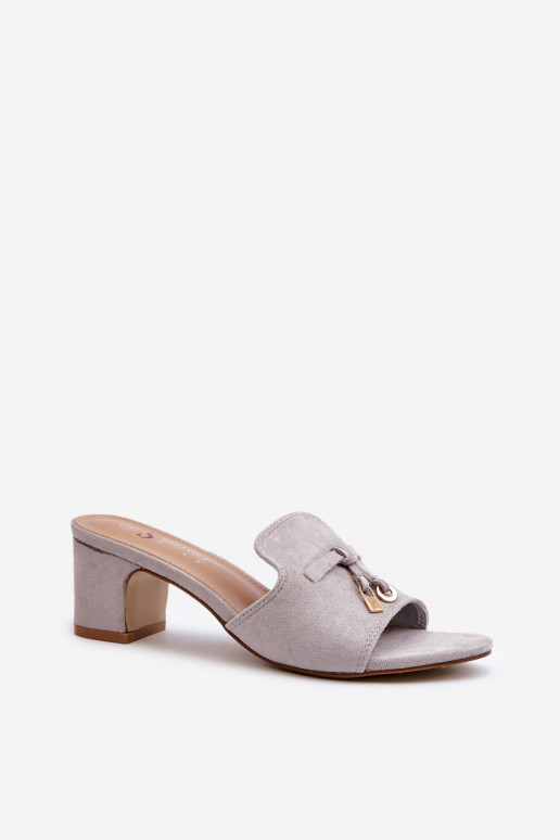 Women's Gray Sandals with Faux Suede Heels Jemenna Women's Gray Sandals with Faux Suede Heels Jemenna