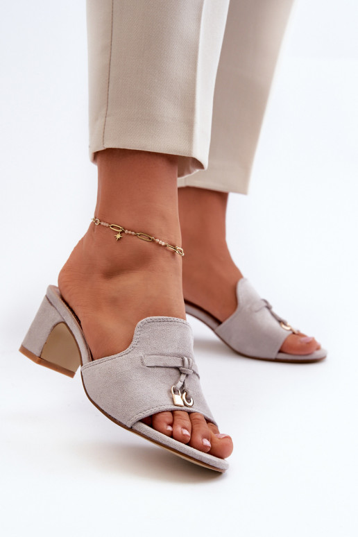 Women's Gray Sandals with Faux Suede Heels Jemenna Women's Gray Sandals with Faux Suede Heels Jemenna