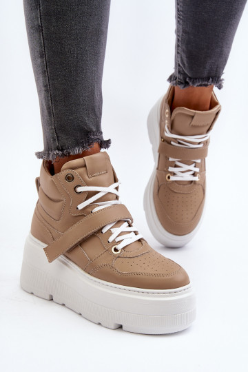 Zazoo Women's Leather Sneakers Beige