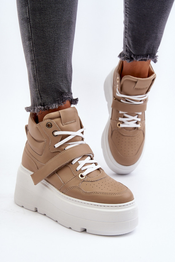 Zazoo Women's Leather Sneakers Beige