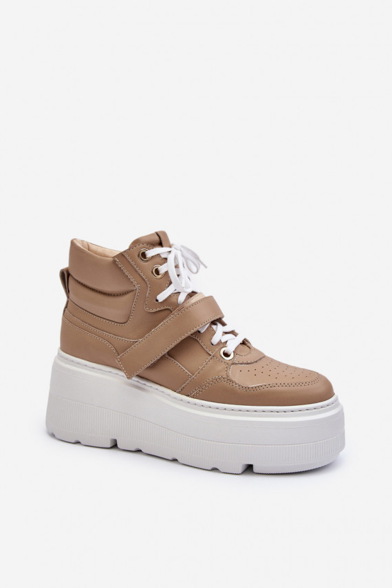 Zazoo Women's Leather Sneakers Beige