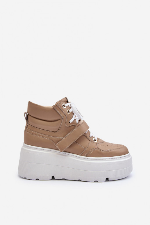 Zazoo Women's Leather Sneakers Beige
