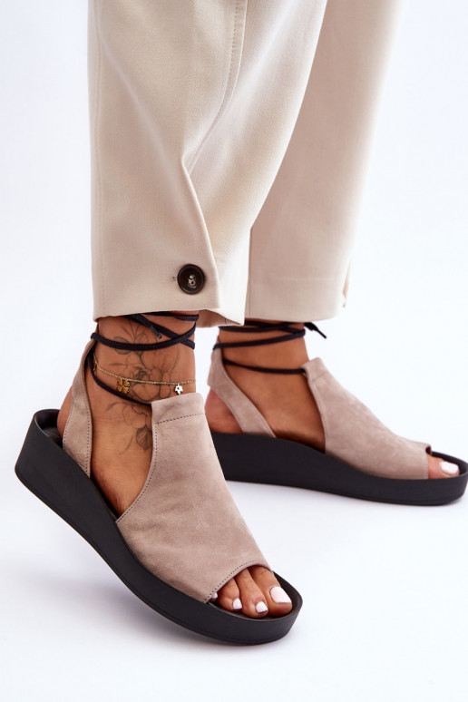 copy of Zazoo 2743 Suede Wedge Sandals Beige
