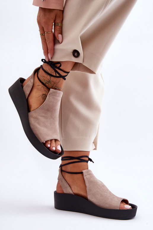 copy of Zazoo 2743 Suede Wedge Sandals Beige