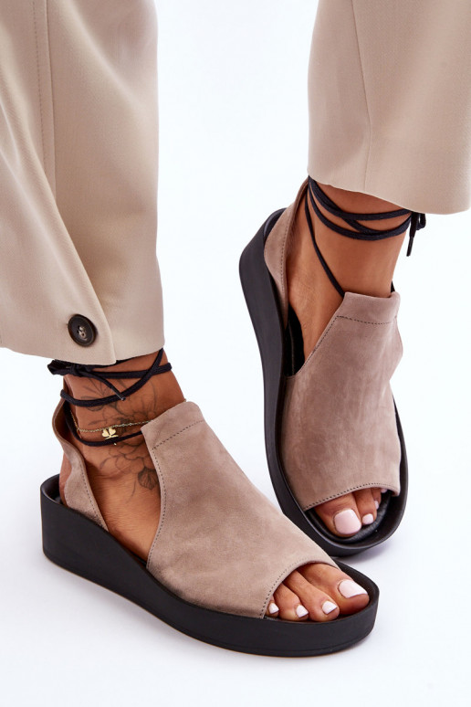 copy of Zazoo 2743 Suede Wedge Sandals Beige
