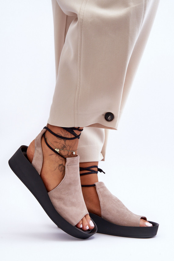 copy of Zazoo 2743 Suede Wedge Sandals Beige