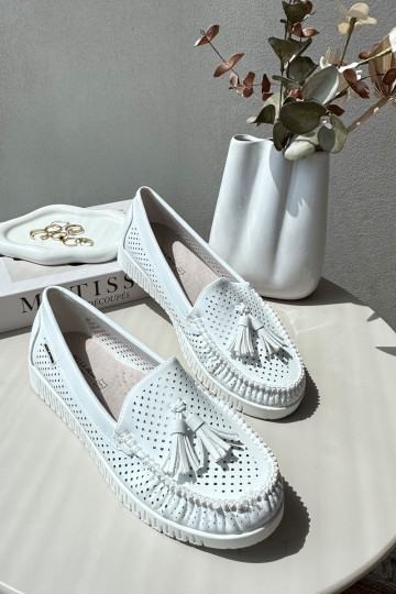 White Women's Cutout Moccasins Made of Eco Leather Tinami 2