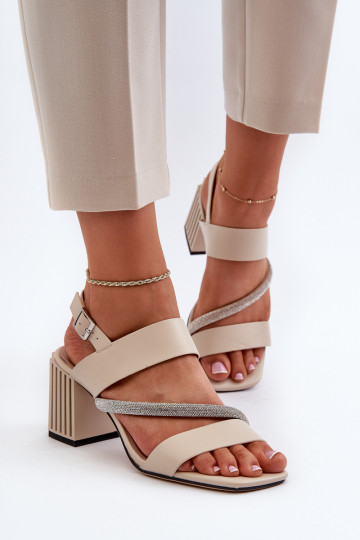 Women's Elegant Sandals with Stiletto Heel Beige D&A MR38-549 2