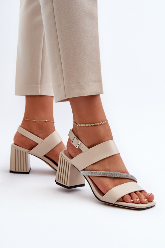 Women's Elegant Sandals with Stiletto Heel Beige D&A MR38-549