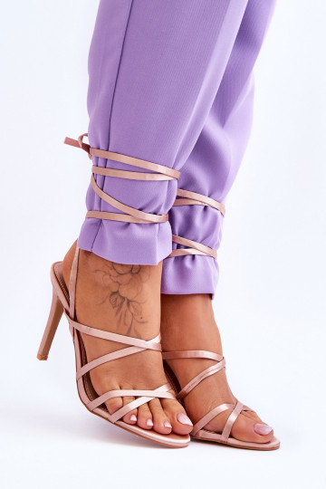 Women's Tied Sandals On A High Heel Beige Meya 2