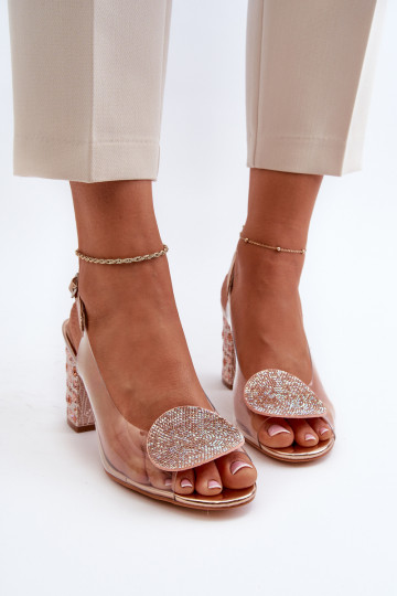Transparent Sandals with Stiletto Heel Pink Gold D&A MR38-112 2